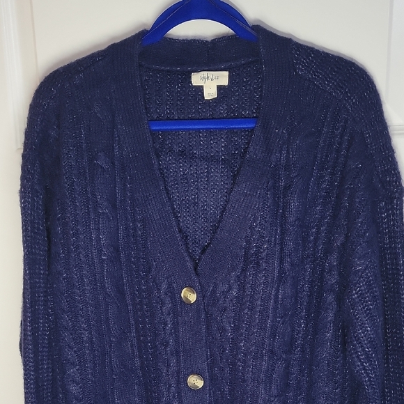 Style & Co. Sweaters - STYLE & CO NWT CHUNKY NAVY CARDIGAN SZ LARGE